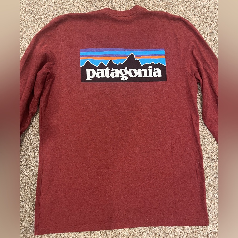 Patagonia Responsibili-tee, Long Sleeve, red, mens M,
